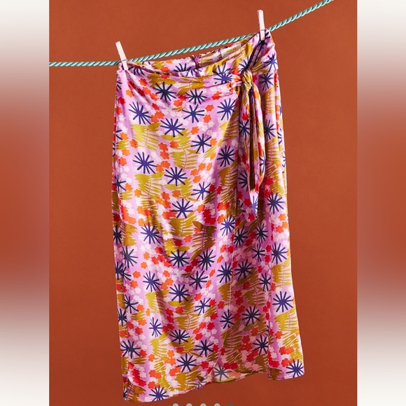 Vera Wang x Anthropologie Pink and Orange Floral Midi Skirt - Picture 15 of 15